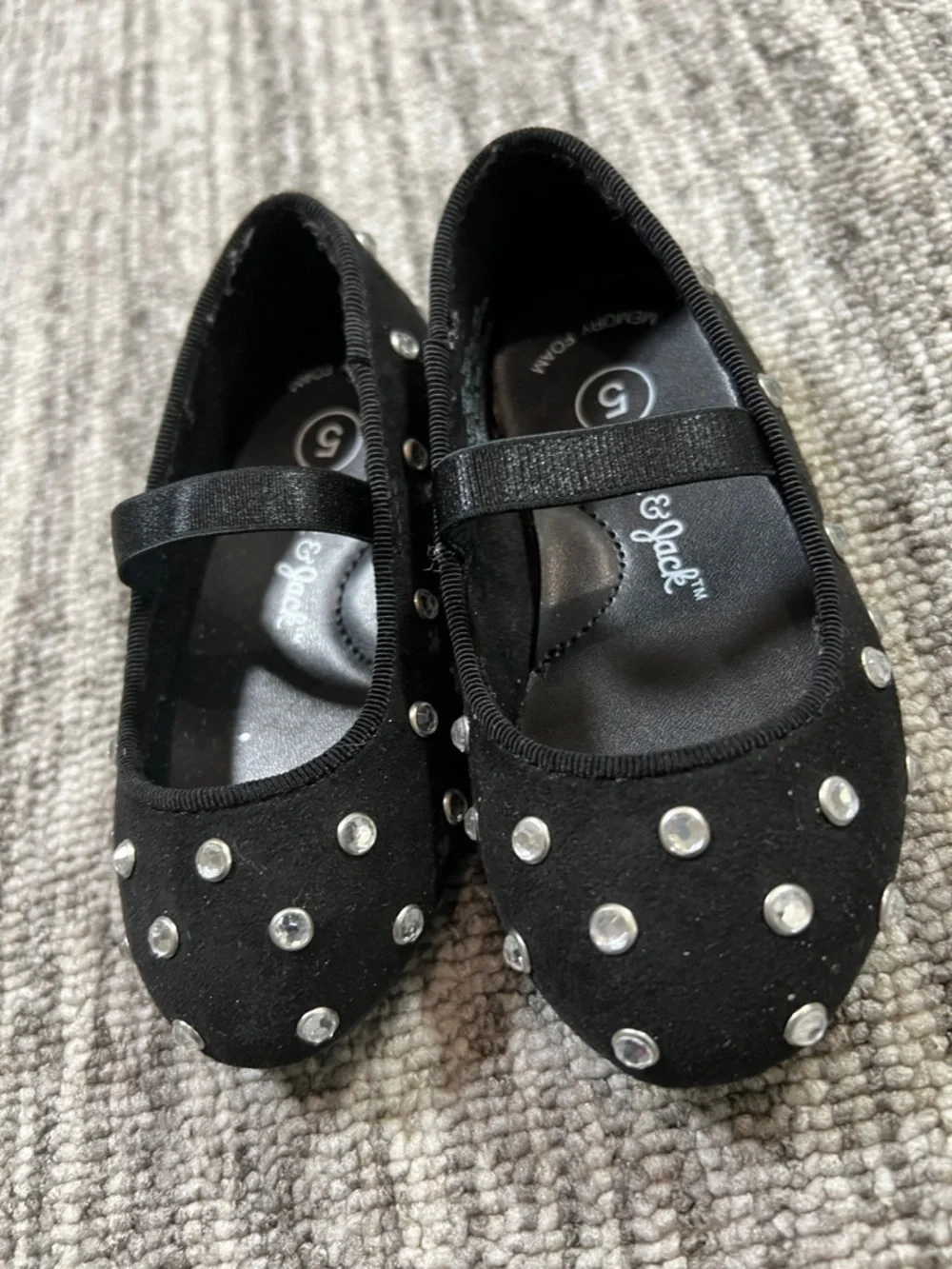 Cat & Jack - Girls' Black Embellished Mary Jane Shoes - Size 5